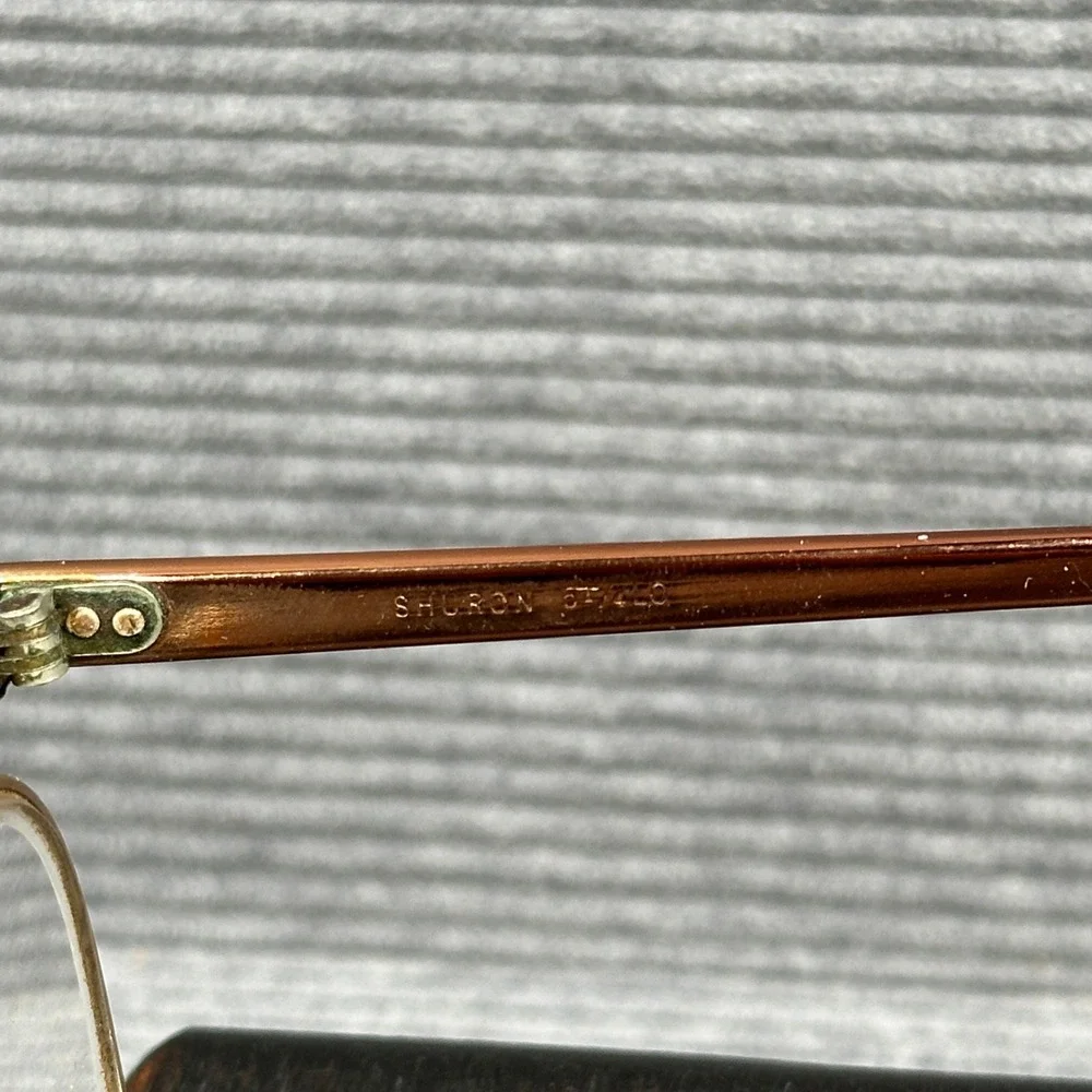 Vintage 50s Shuron Cat Eye Glasses Gold Copper Browline Frames 5 1/4 LO